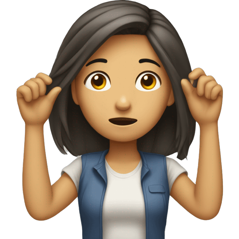 girl holding the top of head with her hands in confusion  emoji