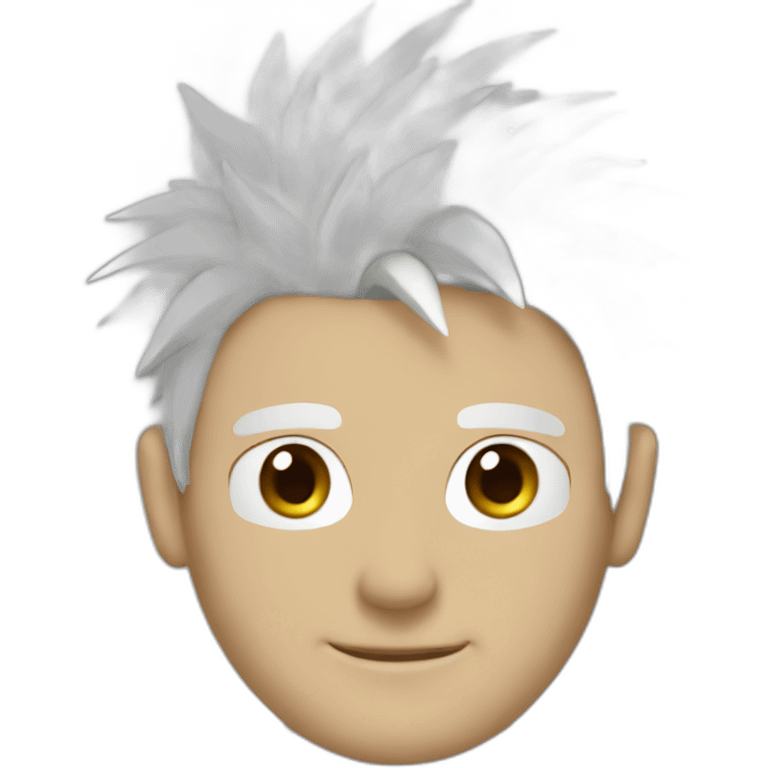 guy tall white spiky hair blue-blinfolded emoji