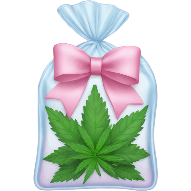 Clear bag with cbd in it tied with baby pink bow emoji