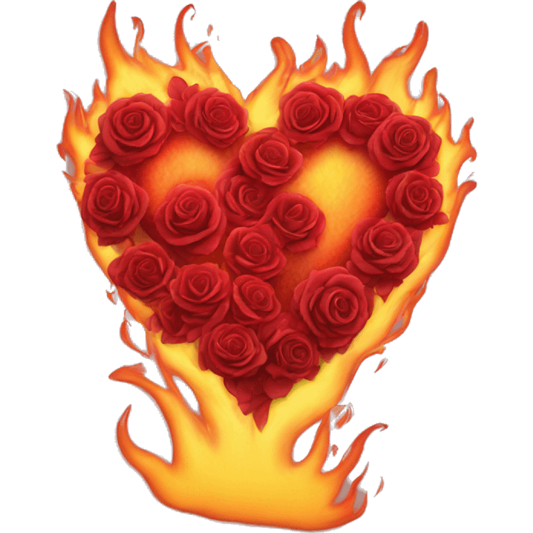 Flaming heart rounded by roses emoji