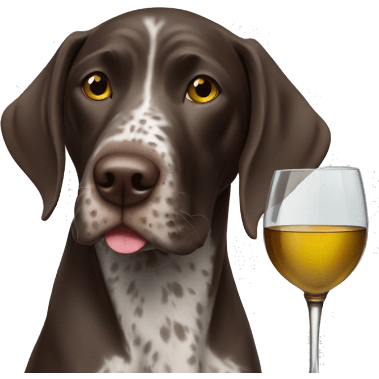 German short haired pointer Dog drinking wine emoji