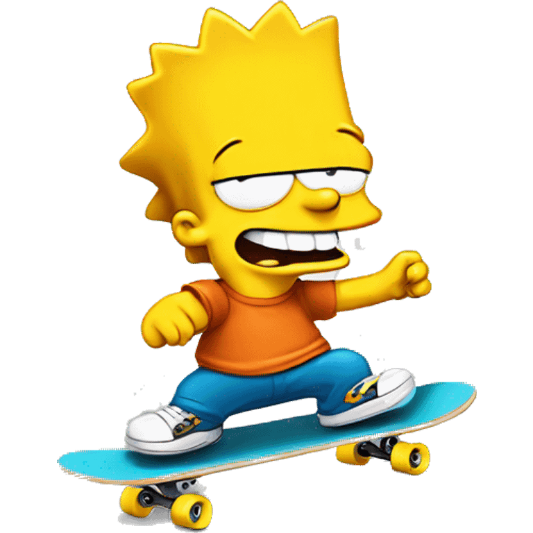 Bart Simpson on skateboard, cute, smiles emoji