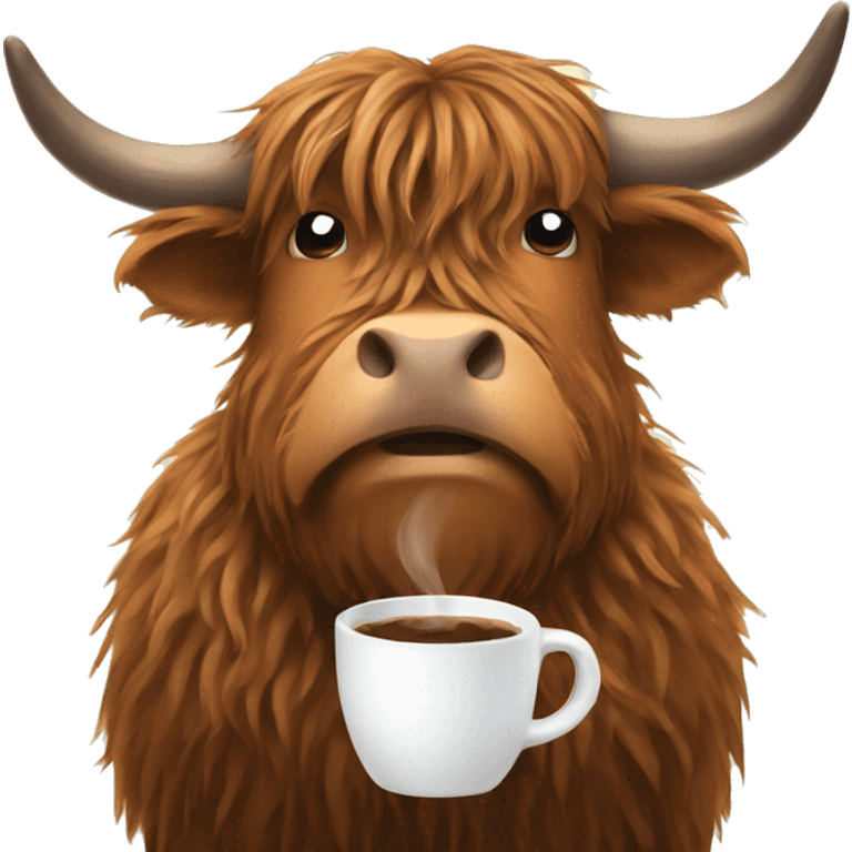 highland coo drinking coffee emoji