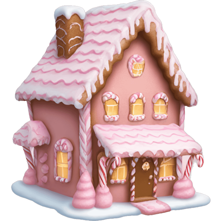 Cosy light pink gingerbread house  emoji