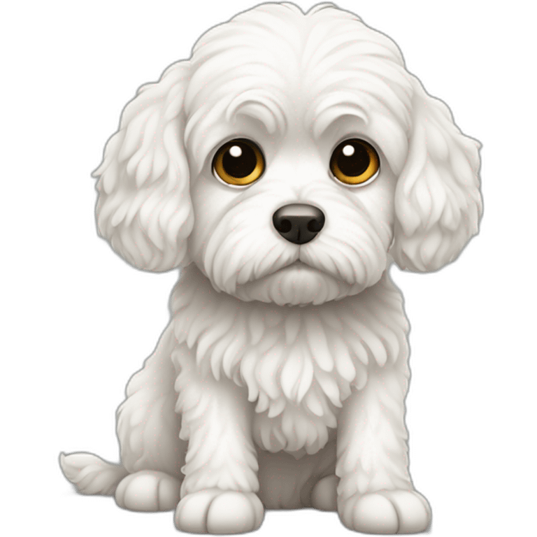 Sad white cavoodle dog emoji