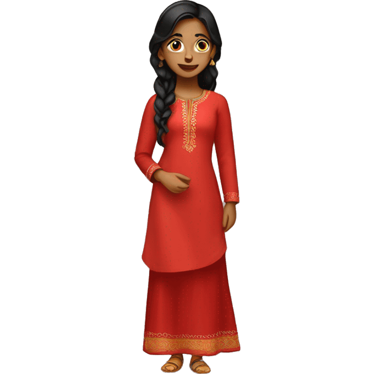 Girl Indian in red traditional kurthi  emoji