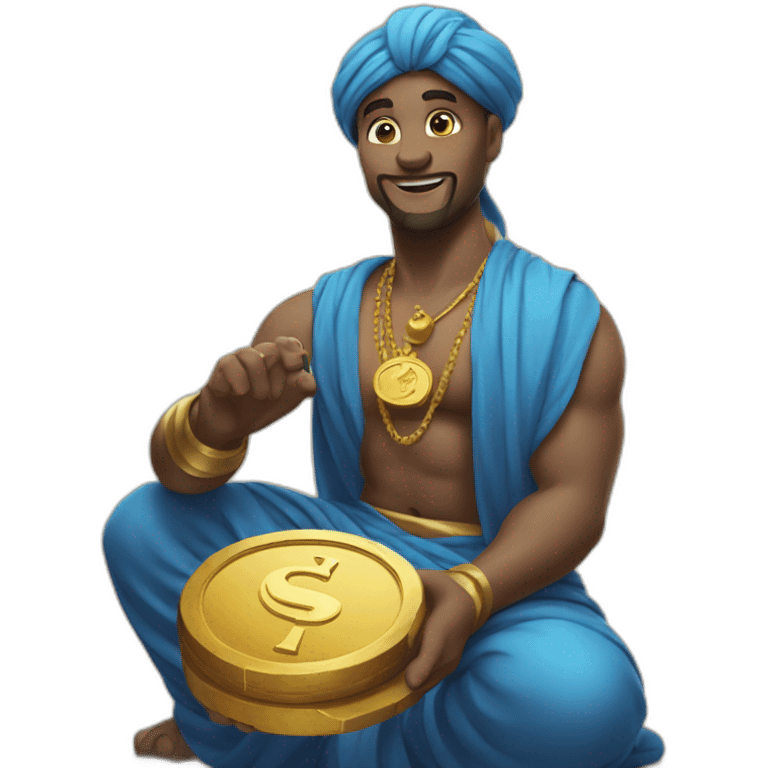 genie holding the big coin emoji