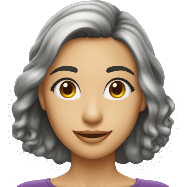 Mulher branca cabelo preto liso médio piscando de um olho só com um sorriso emoji