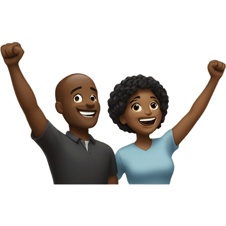 Man and black woman cheering emoji