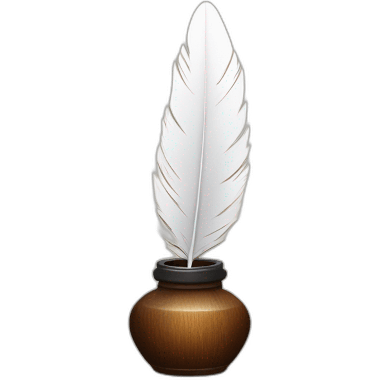 wood inkpot white feather emoji