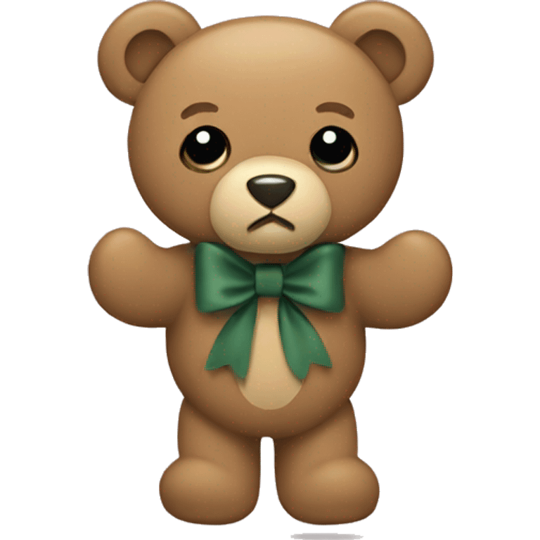 Teddy bear with khaki green bow emoji