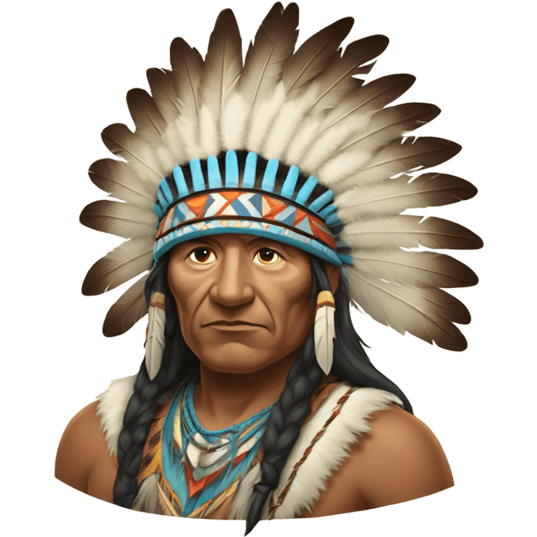 Native American chief with head dress and hatchet  emoji