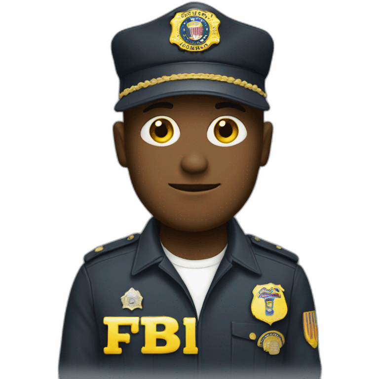 man with yellow "FBI" letters on his cap emoji