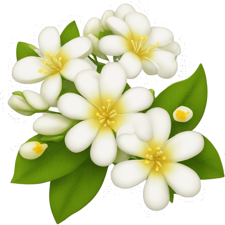 Apple Emoji Jasmine's flowers with white petals and a yellow center of stamens emoji