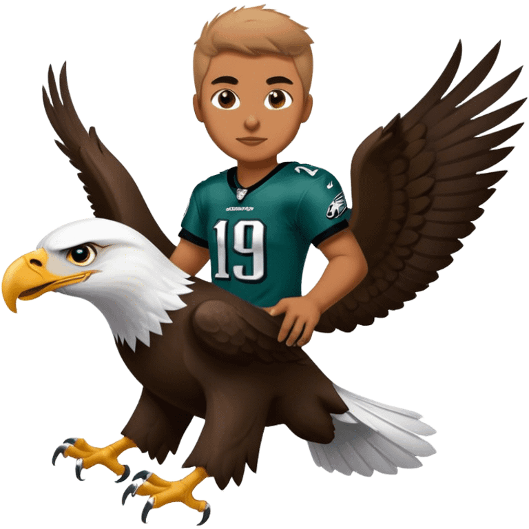 Me riding an eagle in a Philadelphia eagles jersey emoji