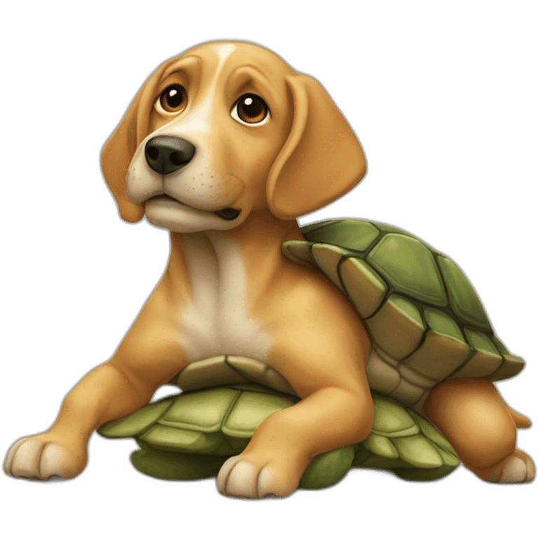 Un chien sur une tortue emoji