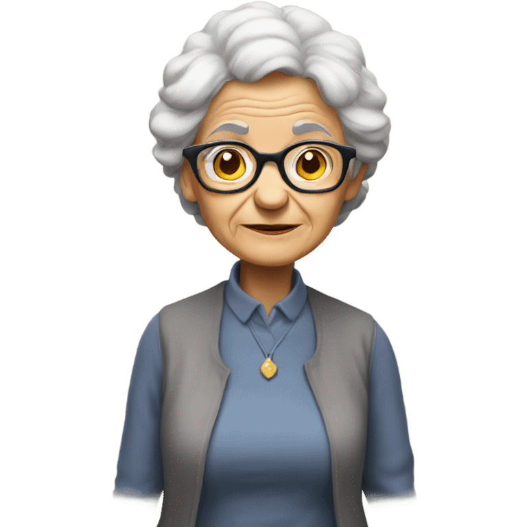 Old lady in glasses standing indoors emoji