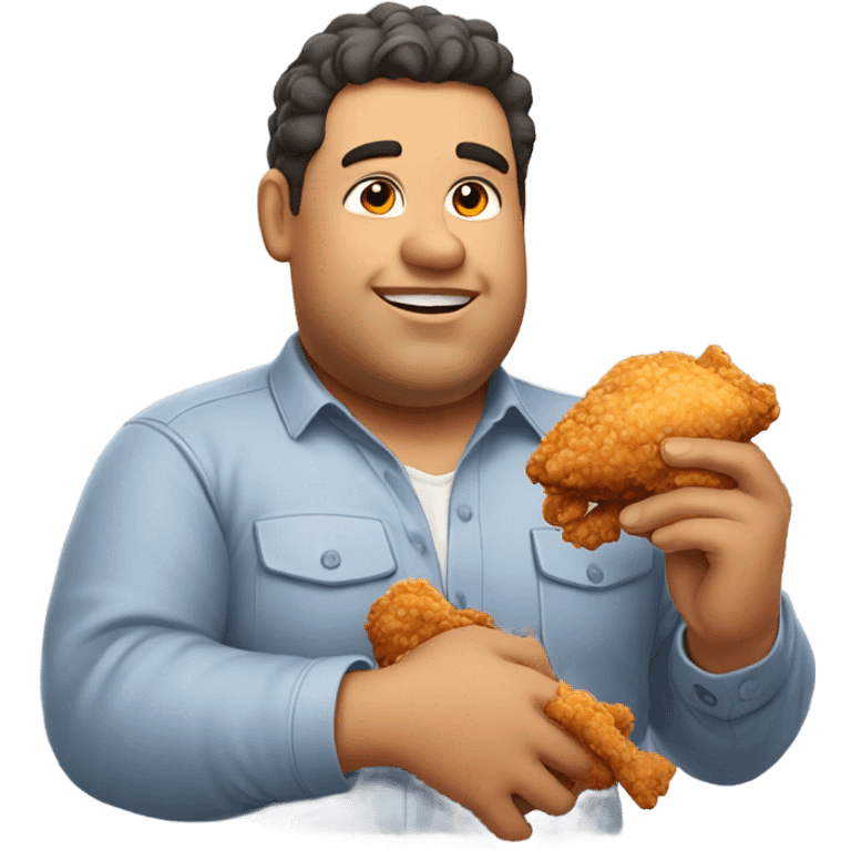 fat guy with fried chicken emoji