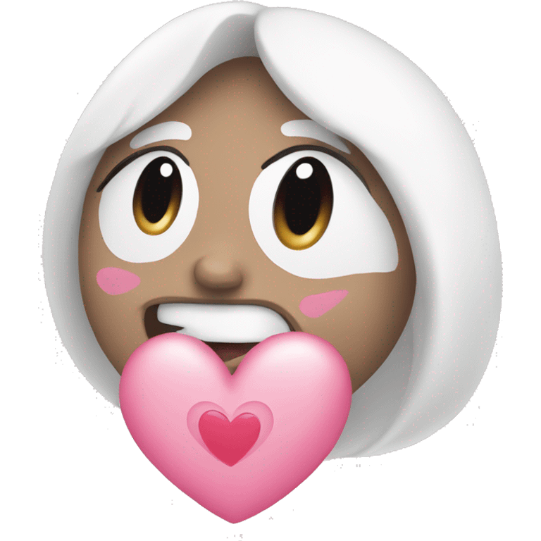 Cute emoji with heart pink and white emoji