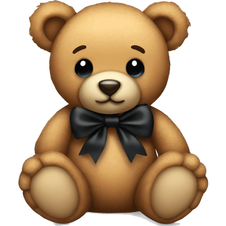 Cute teddy bear with black bow emoji