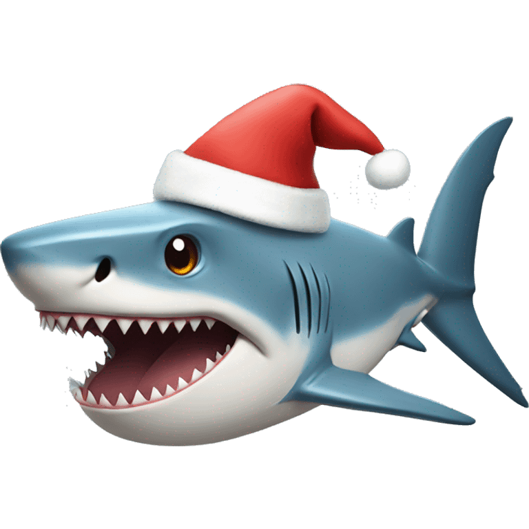 Shark wearing Santa hat emoji