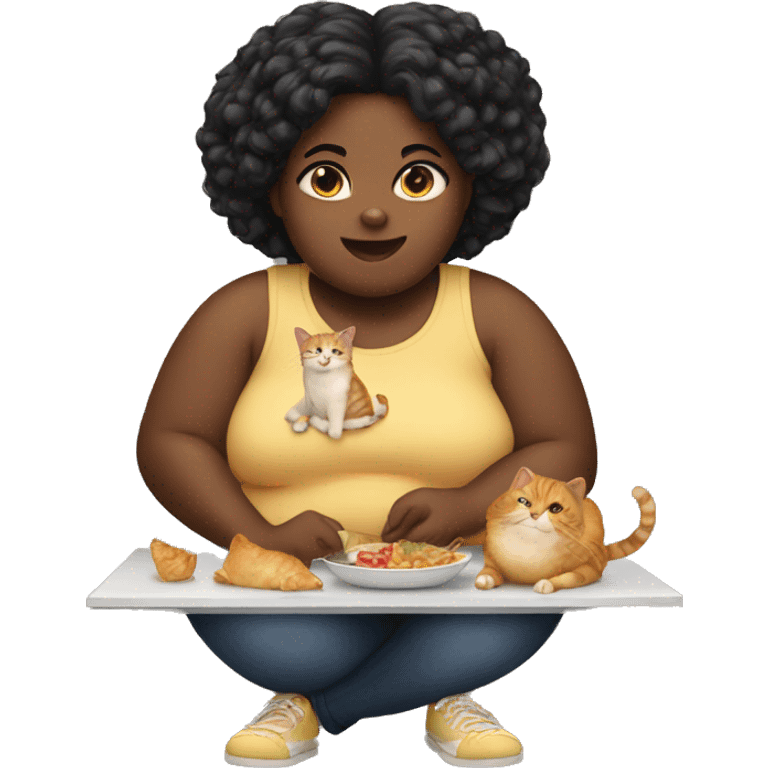 A fat black girl eating a cat emoji