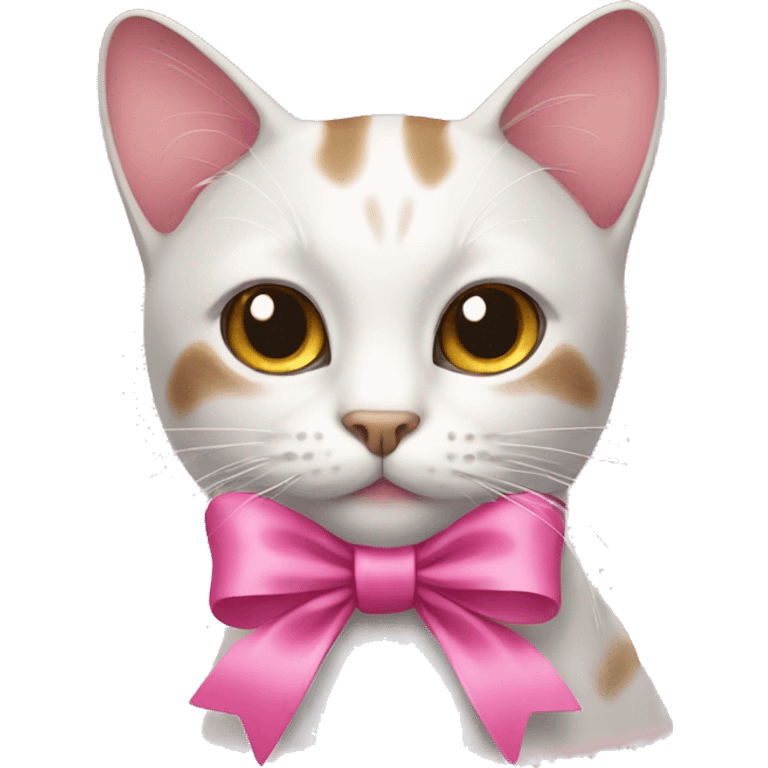 Cat with a pink bow emoji