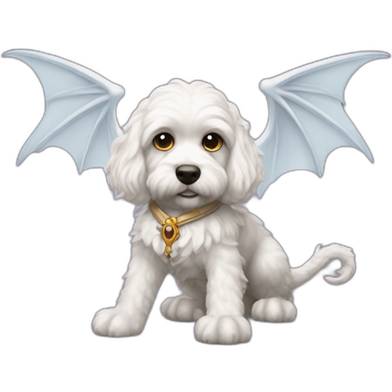 White cavapoo as dragon with wings from World of Warcraft  emoji