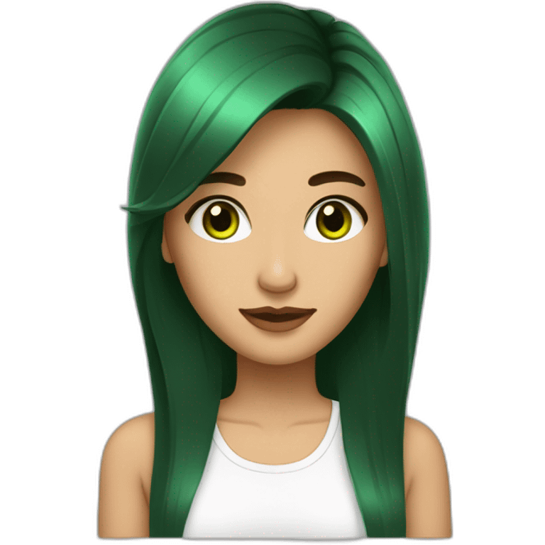 Brune aux cheveux lisses yeux vert emoji