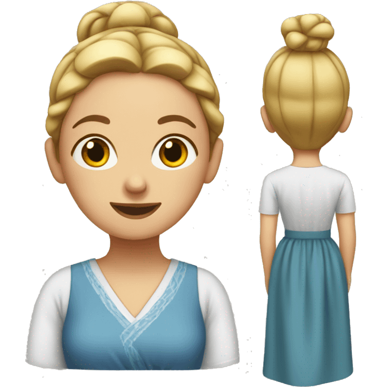 white woman with bun and housedress emoji