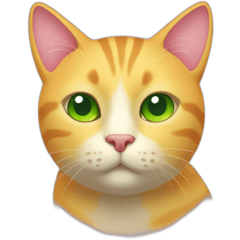 round yellow cat with green eyes and pink nose emoji