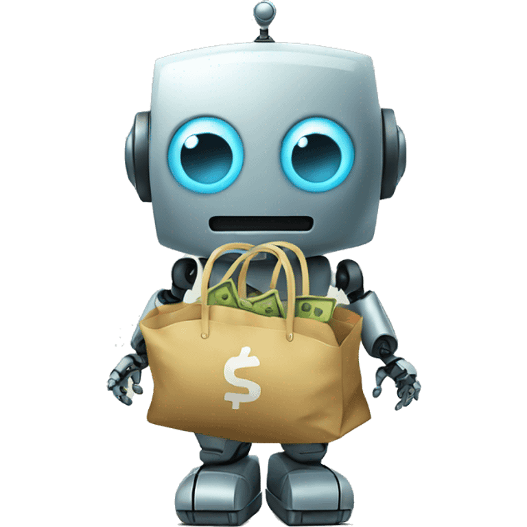 cute robot with money bags emoji