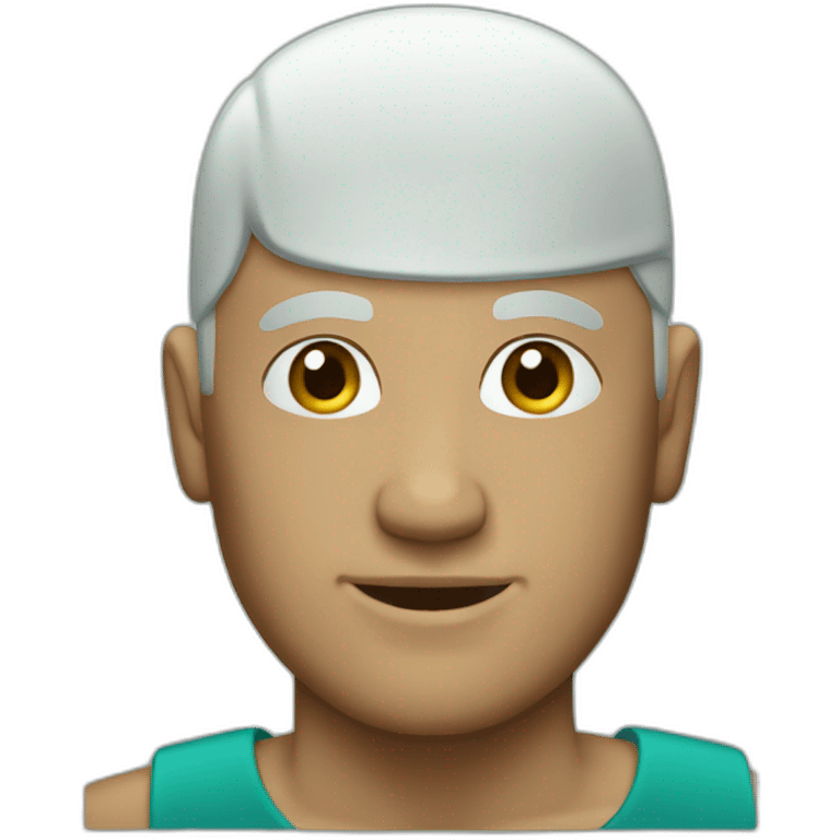 Bald man with teal barret emoji