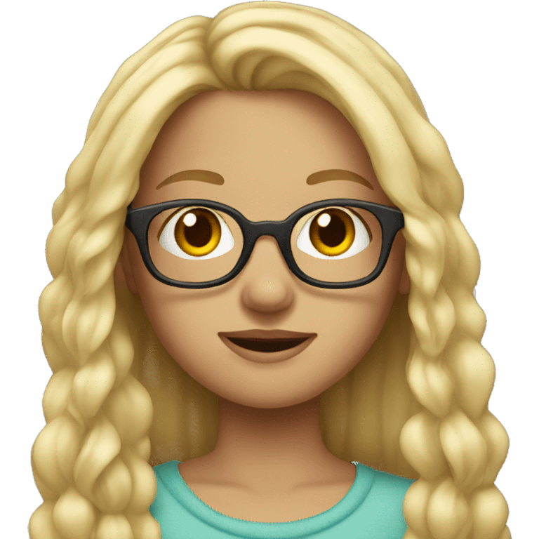 Girl with long blonde hair and glasses emoji