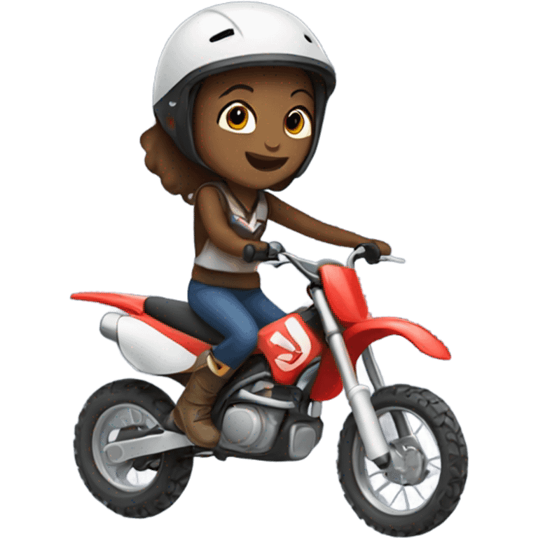 Girl riding a dirt bike emoji