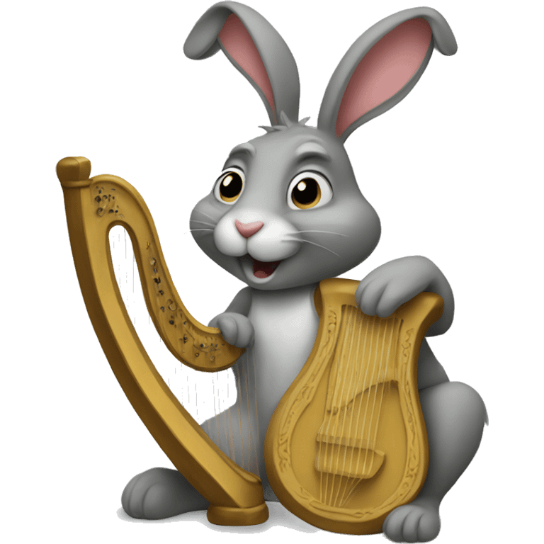 Rabbit playing harp emoji