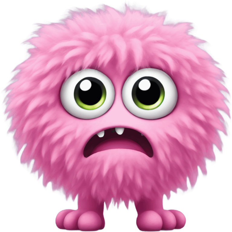 cute pink fluffy monster with big eyes emoji