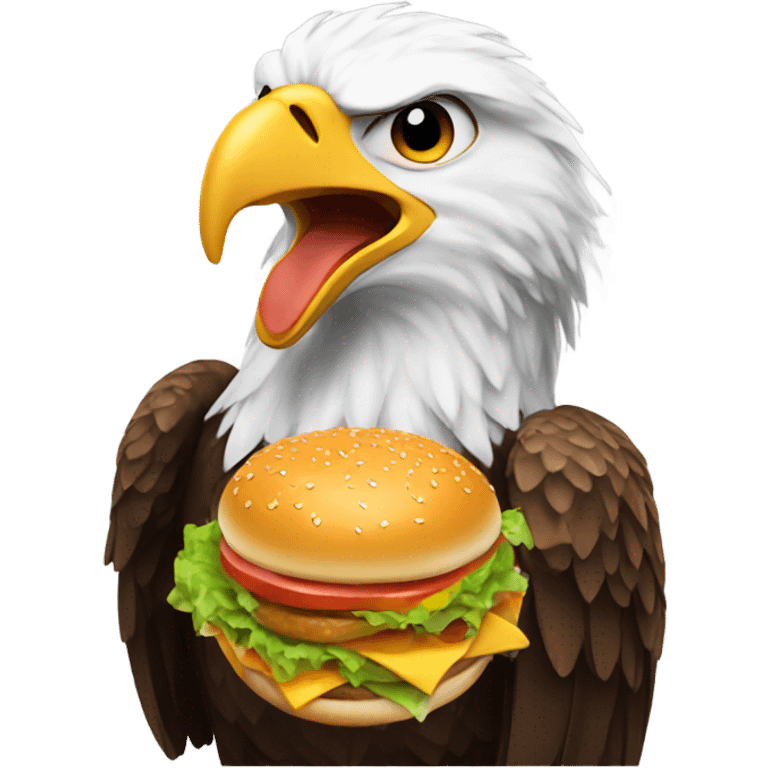 Eagle eating a hamburger emoji