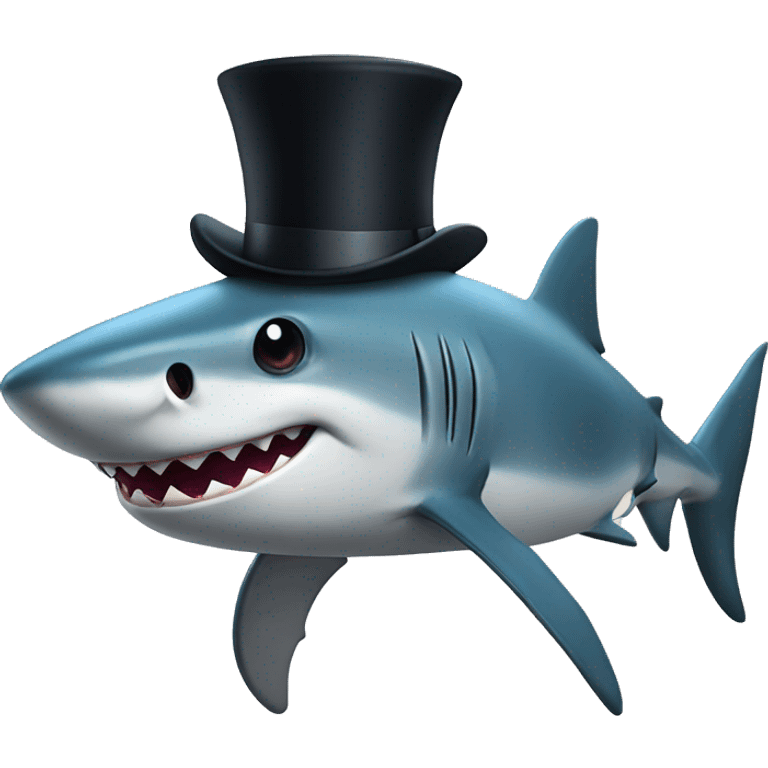 Shark with a top hat emoji