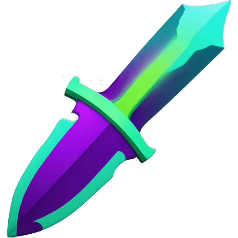 45° angle Aurora borealis purple teal lime green dagger knife sword emoji