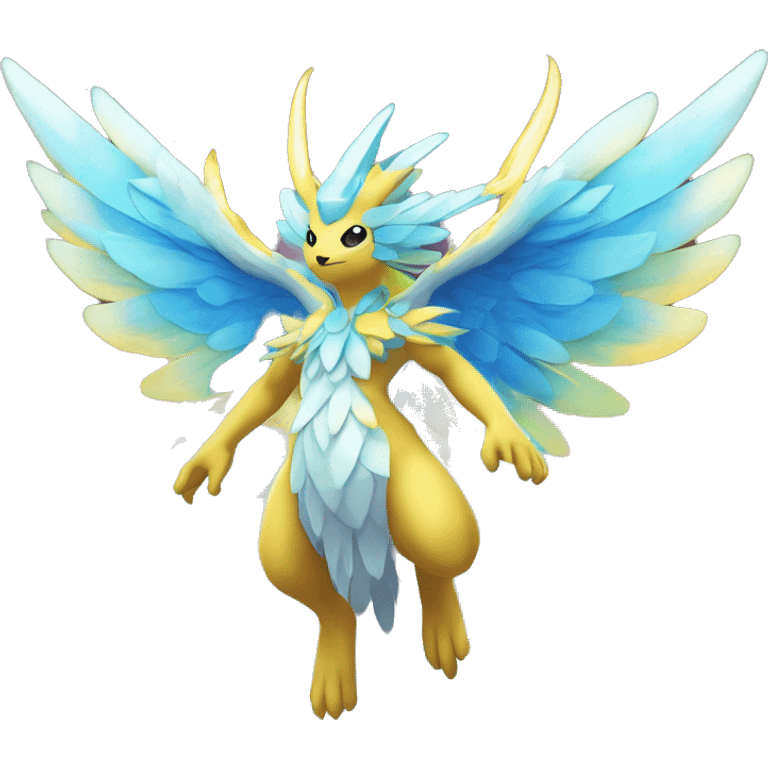 Celestial Godly Crystallic Colorful Vibrant Colors Flying Advanced Fakémon-Legendary-Pokémon-Creature Full Body emoji