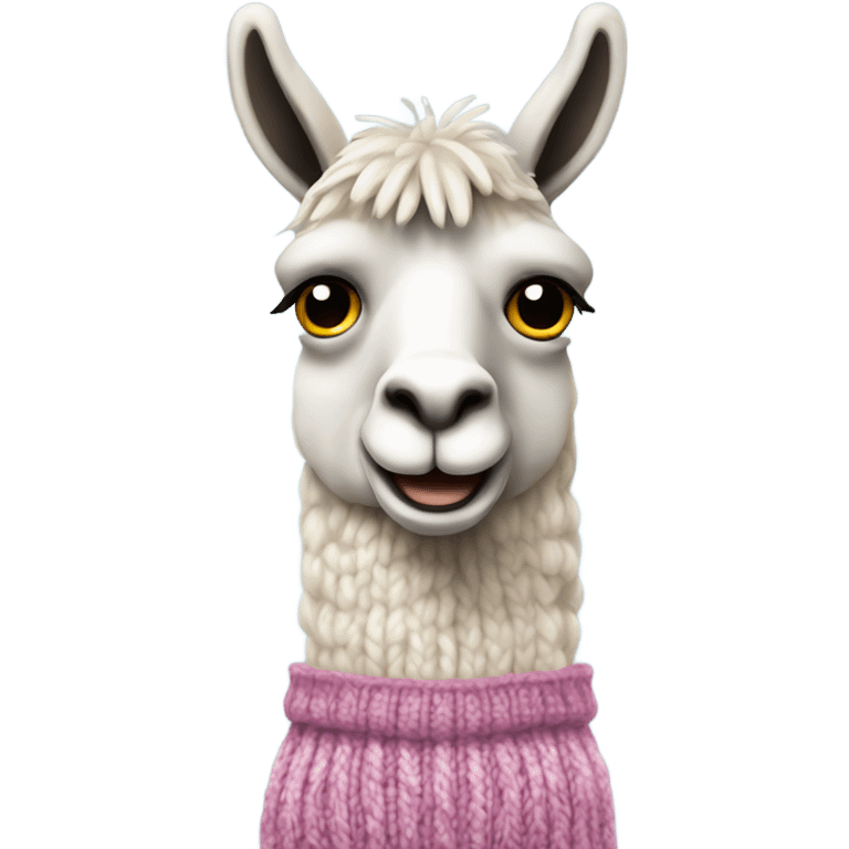 Llama in a cable knit sweater  emoji