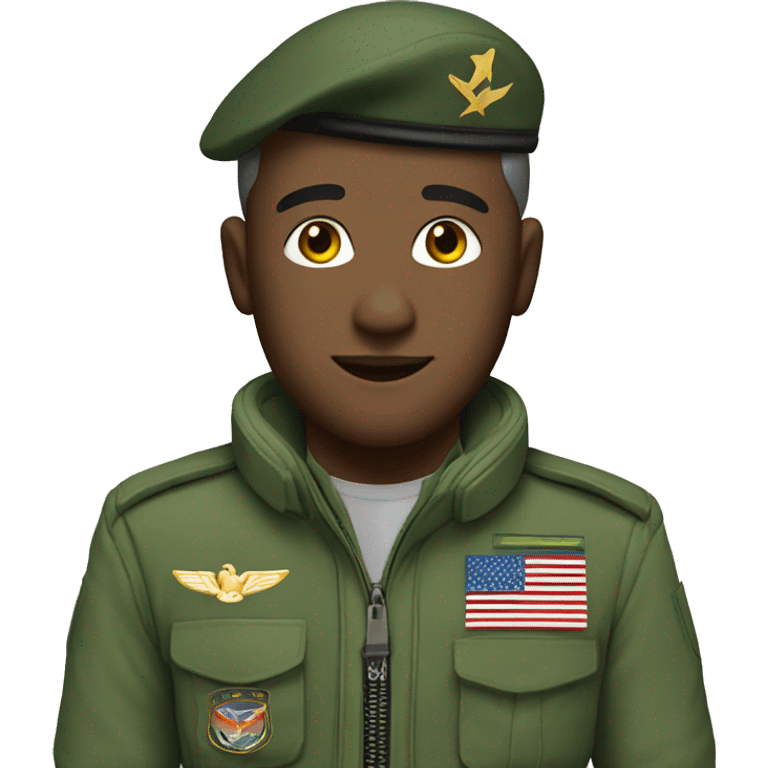 Pilot in green military flight suit white male emoji