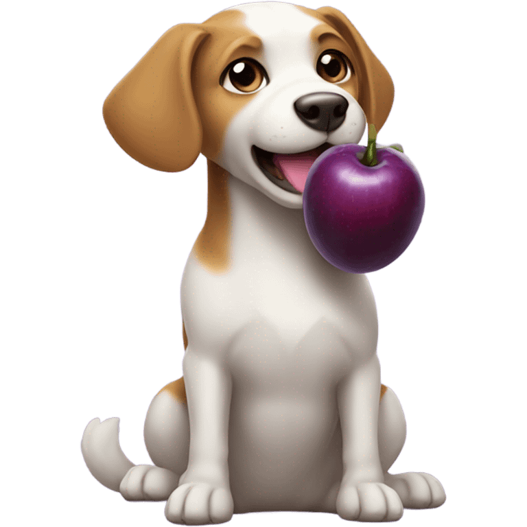 Dog with a long purple fruit in its tummy emoji