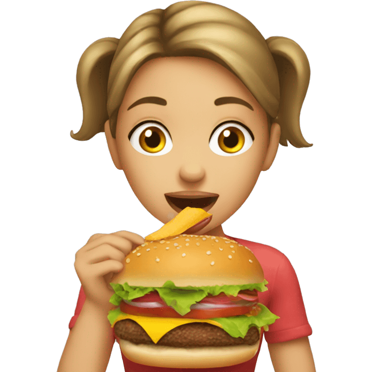 girl eating 5 burgers emoji