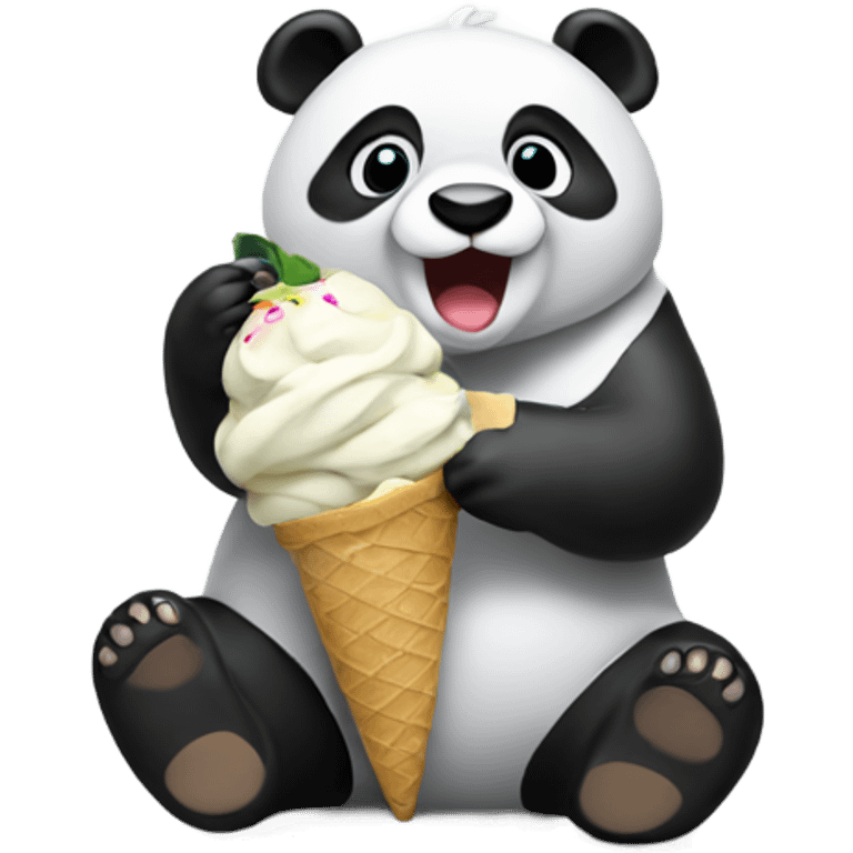 Panda eating ice cream emoji