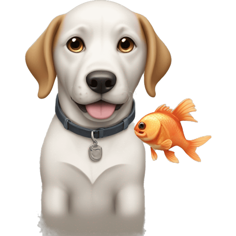 Dog with fish take emoji