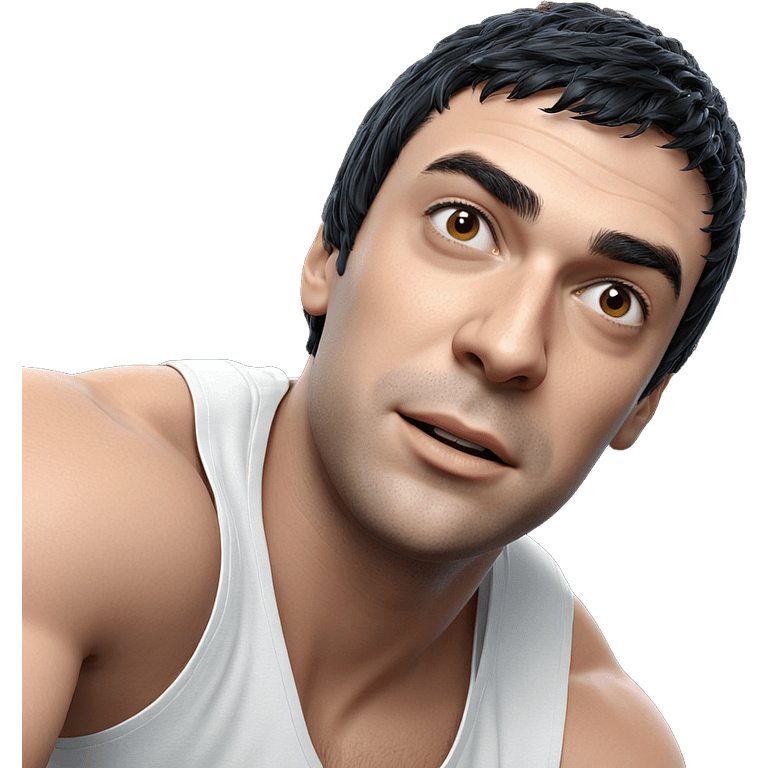 realistic black haired male model emoji