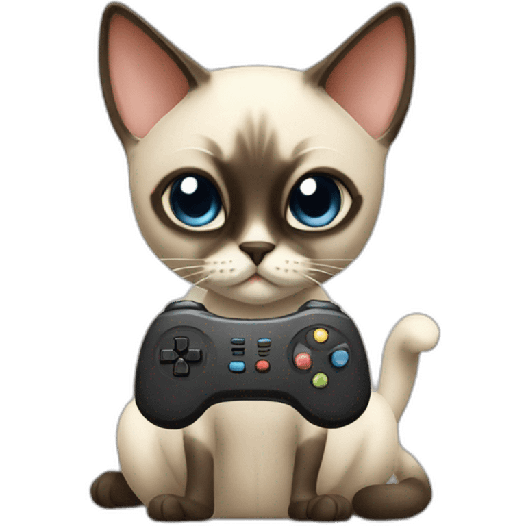 Siamese cat playing video games emoji