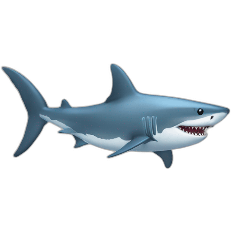 un mélange entre un requin et un démon emoji